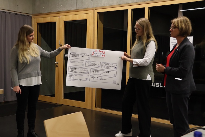 Sophie May und Laura Ebeling zeigen Workshop-Ergebnisse zum Stadtmarketing in Walldorf