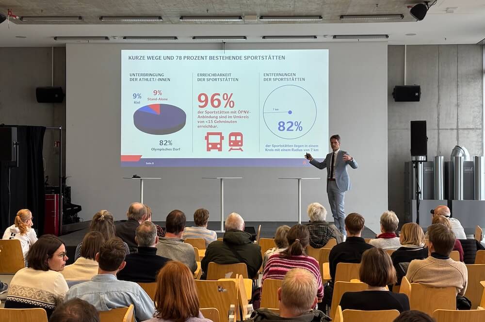 Steffen Rülke, Leiter der Hamburger Bewerbung, erklärt das Konzept Hamburg+