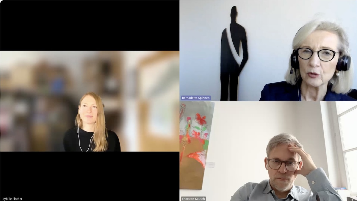 Sybille Fischer interviewt Bernadette Spinnen und Thorsten Kausch im Teams Call